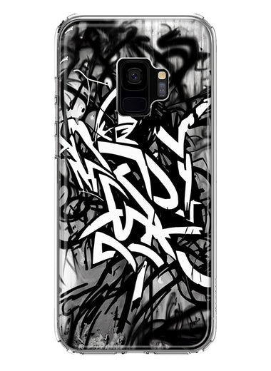 Samsung Galaxy S9 Black White Urban Graffiti Hybrid Protective Phone Case Cover