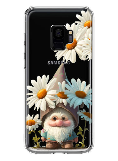 Samsung Galaxy S9 Cute Gnome White Daisy Flowers Floral Hybrid Protective Phone Case Cover