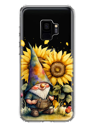 Samsung Galaxy S9 Cute Gnome Sunflowers Clear Hybrid Protective Phone Case Cover