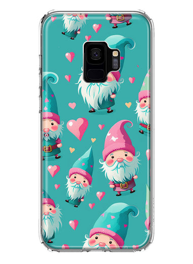 Samsung Galaxy S9 Turquoise Pink Hearts Gnomes Hybrid Protective Phone Case Cover