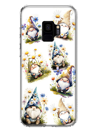 Samsung Galaxy S9 Cute White Blue Daisies Gnomes Hybrid Protective Phone Case Cover