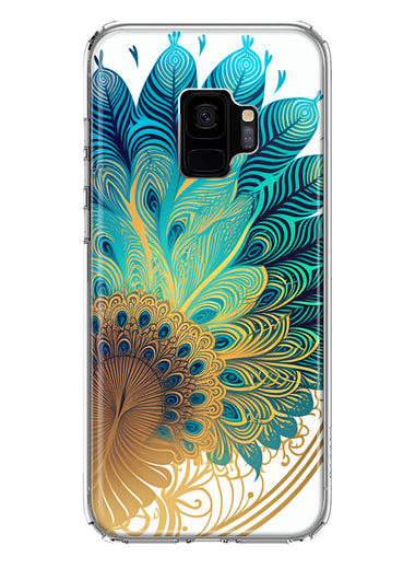 Samsung Galaxy S9 Mandala Geometry Abstract Peacock Feather Pattern Hybrid Protective Phone Case Cover