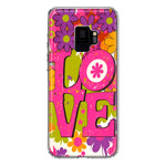 Samsung Galaxy S9 Pink Daisy Love Graffiti Painting Art Hybrid Protective Phone Case Cover