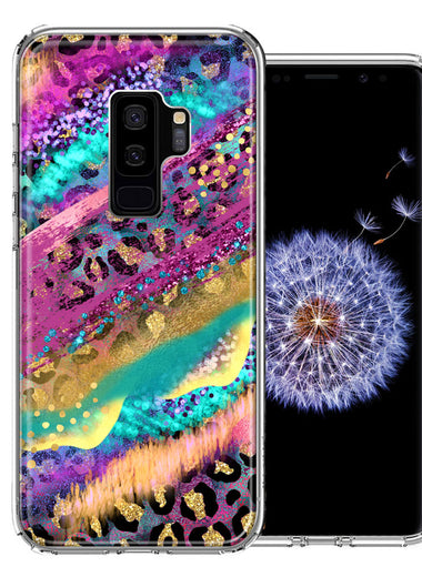 Samsung Galaxy S9 Plus Leopard Paint Colorful Beautiful Abstract Milkyway Double Layer Phone Case Cover