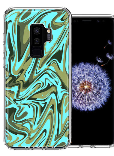 Samsung Galaxy S9 Plus Blue Green Abstract Design Double Layer Phone Case Cover