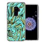 Samsung Galaxy S9 Plus Blue Green Abstract Design Double Layer Phone Case Cover
