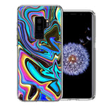 Samsung Galaxy S9 Plus Blue Paint Swirl Design Double Layer Phone Case Cover