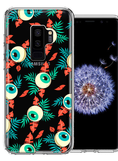Samsung Galaxy S9 Plus Halloween Creepy Tropical Eyeballs Design Double Layer Phone Case Cover