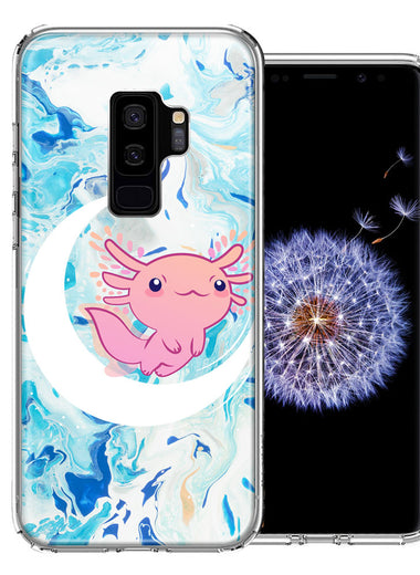 Samsung Galaxy S9 Plus Pink Axolotl Moon Mable Design Double Layer Phone Case Cover