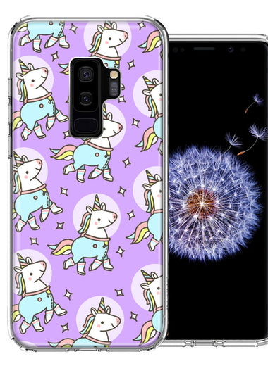 Samsung Galaxy S9 Plus Cute Unicorns Purple Design Double Layer Phone Case Cover