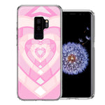 Samsung Galaxy S9 Plus Pink Gem Hearts Design Double Layer Phone Case Cover