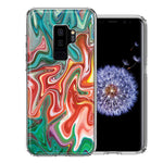 Samsung Galaxy S9 Plus Green Pink Abstract Design Double Layer Phone Case Cover