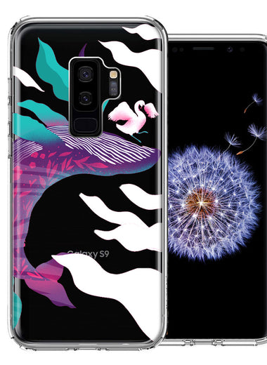 Samsung Galaxy S9 Plus Mystic Floral Whale Design Double Layer Phone Case Cover