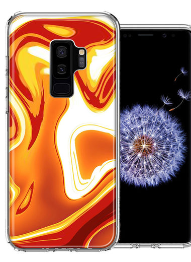 Samsung Galaxy S9 Plus Orange White Abstract Design Double Layer Phone Case Cover
