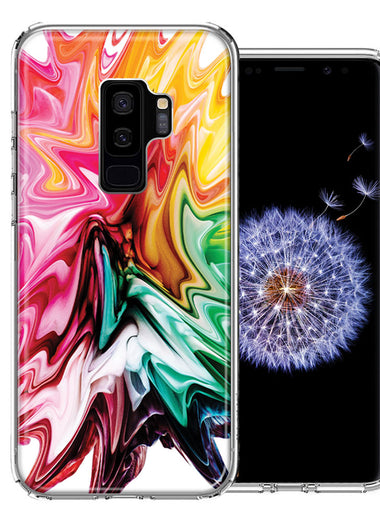 Samsung Galaxy S9 Plus Rainbow Flower Abstract Design Double Layer Phone Case Cover