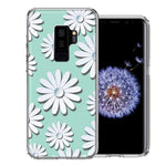 Samsung Galaxy S9 Plus White Teal Daisies Design Double Layer Phone Case Cover