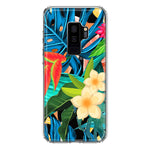 Samsung Galaxy S9 Plus Blue Monstera Pothos Tropical Floral Summer Flowers Hybrid Protective Phone Case Cover