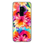 Samsung Galaxy S9 Plus Watercolor Paint Summer Rainbow Flowers Bouquet Bloom Floral Hybrid Protective Phone Case Cover