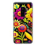 Samsung Galaxy S9 Plus Colorful Yellow Pink Folk Style Floral Vibrant Spring Flowers Hybrid Protective Phone Case Cover