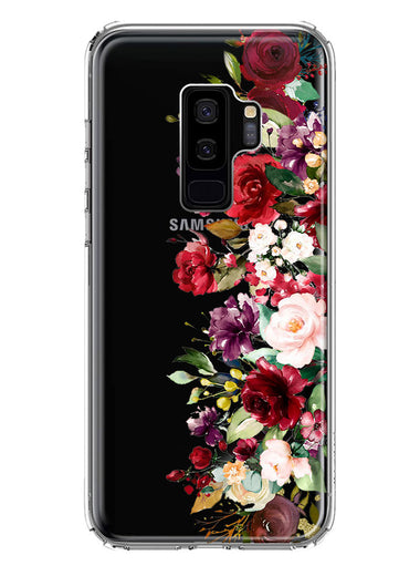 Samsung Galaxy S9 Plus Red Summer Watercolor Floral Bouquets Ruby Flowers Hybrid Protective Phone Case Cover