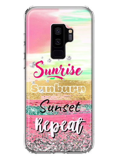 Samsung Galaxy S9 Plus Summer Brush Strokes Sunrise Sunburn Sunset Repeat Hybrid Protective Phone Case Cover
