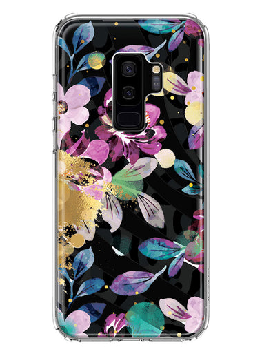 Samsung Galaxy S9 Plus Zebra Stripes Tropical Flowers Purple Blue Summer Vibes Hybrid Protective Phone Case Cover