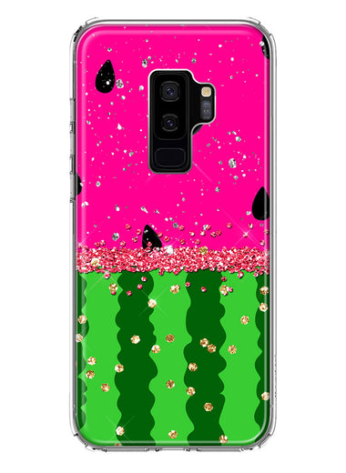 Samsung Galaxy S9 Plus Summer Watermelon Sugar Vacation Tropical Fruit Pink Green Hybrid Protective Phone Case Cover