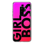 Samsung Galaxy S9 Plus Pink Clear Funny Text Quote Girl Boss Hybrid Protective Phone Case Cover