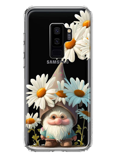 Samsung Galaxy S9 Plus Cute Gnome White Daisy Flowers Floral Hybrid Protective Phone Case Cover