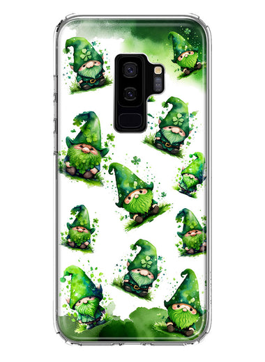 Samsung Galaxy S9 Plus Gnomes Shamrock Lucky Green Clover St. Patrick Hybrid Protective Phone Case Cover