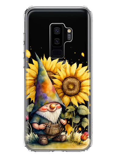 Samsung Galaxy S9 Plus Cute Gnome Sunflowers Clear Hybrid Protective Phone Case Cover