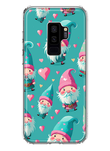 Samsung Galaxy S9 Plus Turquoise Pink Hearts Gnomes Hybrid Protective Phone Case Cover