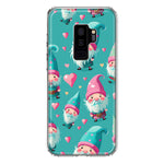 Samsung Galaxy S9 Plus Turquoise Pink Hearts Gnomes Hybrid Protective Phone Case Cover