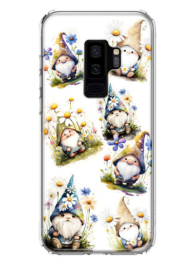 Samsung Galaxy S9 Plus Cute White Blue Daisies Gnomes Hybrid Protective Phone Case Cover