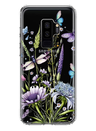 Samsung Galaxy S9 Plus Lavender Dragonfly Butterflies Spring Flowers Hybrid Protective Phone Case Cover
