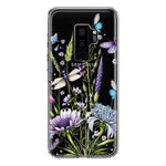 Samsung Galaxy S9 Plus Lavender Dragonfly Butterflies Spring Flowers Hybrid Protective Phone Case Cover