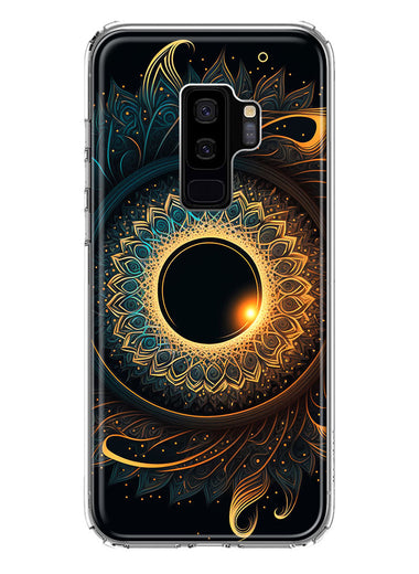 Samsung Galaxy S9 Plus Mandala Geometry Abstract Eclipse Pattern Hybrid Protective Phone Case Cover