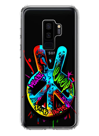 Samsung Galaxy S9 Plus Peace Graffiti Painting Art Hybrid Protective Phone Case Cover