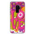 Samsung Galaxy S9 Plus Pink Daisy Love Graffiti Painting Art Hybrid Protective Phone Case Cover