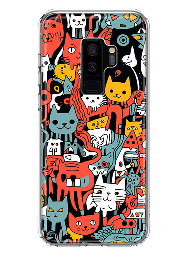 Samsung Galaxy S9 Plus Psychedelic Cute Cats Friends Pop Art Hybrid Protective Phone Case Cover