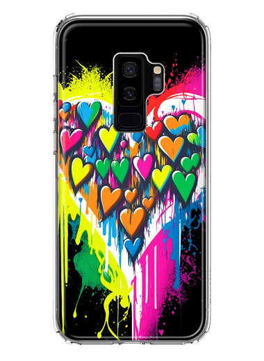 Samsung Galaxy S9 Plus Colorful Rainbow Hearts Love Graffiti Painting Hybrid Protective Phone Case Cover