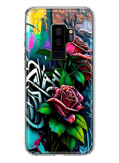 Samsung Galaxy S9 Plus Red Roses Graffiti Painting Art Hybrid Protective Phone Case Cover