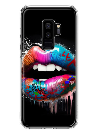 Samsung Galaxy S9 Plus Colorful Lip Graffiti Painting Art Hybrid Protective Phone Case Cover