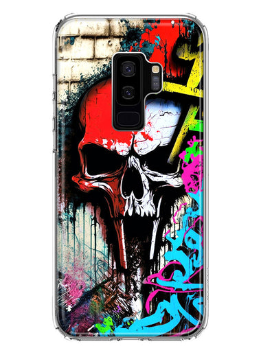 Samsung Galaxy S9 Plus Skull Face Graffiti Painting Art Hybrid Protective Phone Case Cover