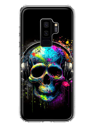 Samsung Galaxy S9 Plus Fantasy Skull Headphone Colorful Pop Art Hybrid Protective Phone Case Cover