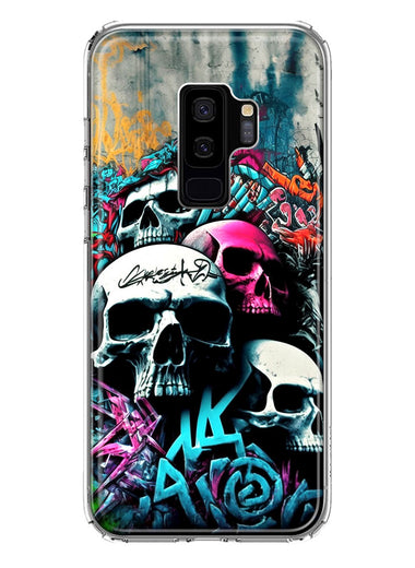 Samsung Galaxy S9 Plus Skulls Graffiti Painting Art Hybrid Protective Phone Case Cover