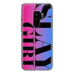 Samsung Galaxy S9 Plus Pink Blue Clear Funny Text Quote Slay Girl Hybrid Protective Phone Case Cover