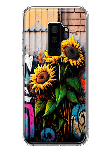 Samsung Galaxy S9 Plus Sunflowers Graffiti Painting Art Hybrid Protective Phone Case Cover