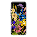 Samsung Galaxy S9 Plus Blue Yellow Vintage Spring Wild Flowers Floral Hybrid Protective Phone Case Cover