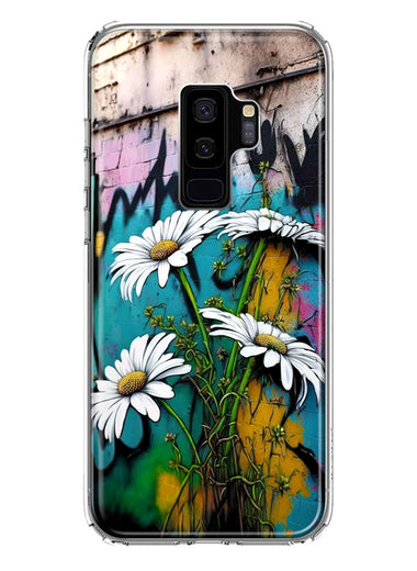 Samsung Galaxy S9 Plus White Daisies Graffiti Wall Art Painting Hybrid Protective Phone Case Cover